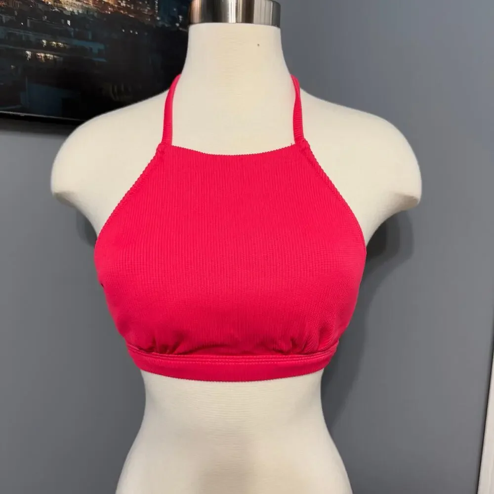 Old Navy Rib-Knit Halter Bikini Swim Top, Pink, XS 862335